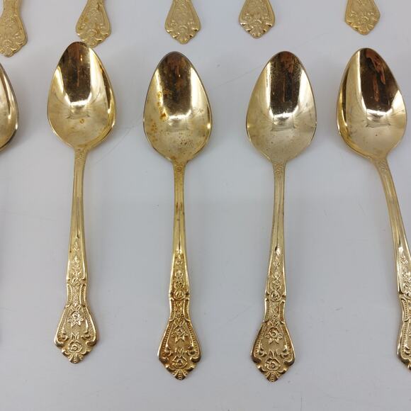 Rogers Stainless Korea Gold Tone Flatware Teaspoons Flatware 15 Pcs - Picture 5 of 10